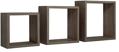 MODULARREDO SET 3 CUBI MENSOLE DA PARETE PENSILI A GIORNO CUBO DESIGN MENSOLA MODERNA INCUBO (NOCE)