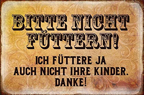 Schatzmix Spruch Bitte Nicht füttern Ich Kinder Metallschild Wanddeko 20x30 cm tin Sign Blechschild, Blech, Mehrfarbig