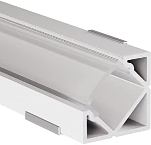 Alumino | LED Aluminiumprofil Weiß | 200 cm | inkl Zubehör | Eckprofil | Semi Abdeckung | für 12 mm LED-Streifen | 2m | Mosel