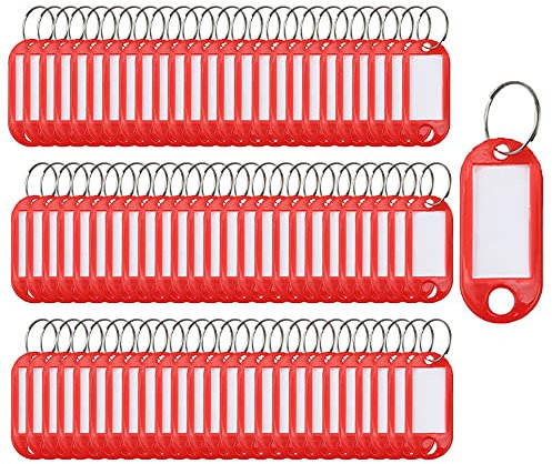 Lot de 100 porte-clés avec anneau fendu Rouge