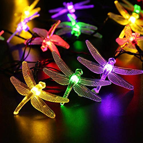 6M 30 LEDs Solar Dragonfly String Light Outdoor Waterproof Light String 8 Modes Fairy Lamp for Garden Patio Fence Wedding Party Decor