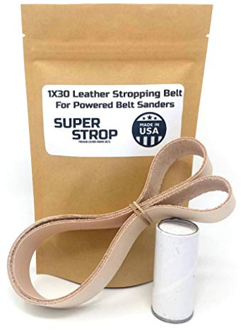 Super Strop 1x30 inch Leather Honing Strop Belt with White Buffing Compound fits 1x30 Powered Belt Sanders