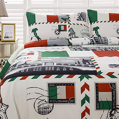 FANSU Bettwäsche-Set, Wahrzeichen der Stadt Drucken Schlafzimmer Mikrofaser Bettwäsche Set - Kissenbezug + Bettbezug mit Reißverschluss Schließung (Italien,135x200cm)
