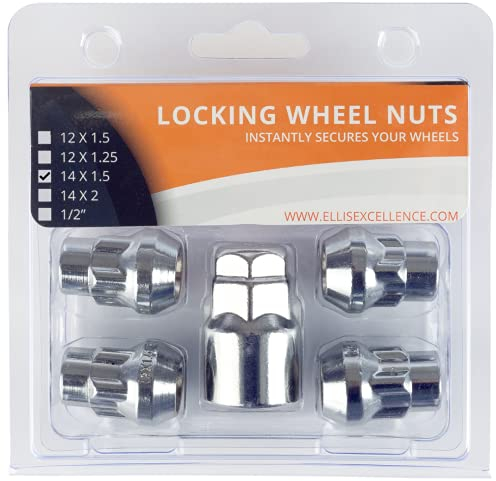 Ellis Excellence Set of 4 Alloy Wheel Locking Nuts, M14 x 1.5