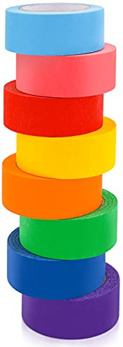 Zayvor 8rollen 105YD Klebeband Bunt Basteln Farbe Malerkrepp Washi Masking Tape, Dekorieren Geschenke Farbcodieren Kartons Beschreibbare Regenbogen Farbig Deko Farbiges Klebestreifen Malerband Set