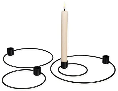 Halbach Kerzenhalter Ringe 4fach wahlweise goldfarben oder schwarz (schwarz)