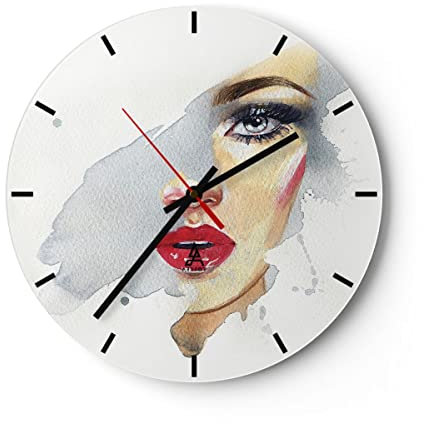 ARTTOR Modern Glasuhr 40x40cm Rund Wanduhr Menschen Mode - 4891