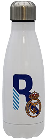 CYP Real Madrid - Botella Agua de Acero Inoxidable, Cierre Hermético, con Diseño Letra R en Azul, 550 ml, Color Blanco, Producto Oficial Brands, B-12R-RM