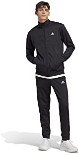 adidas Uomo Linear Logo Tricot Track Suit, black/white/black/white, M