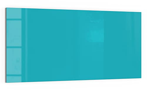 DEQORI Glas-Magnettafel | 100x50 cm groß | Unifarben - Türkis | Memo-Board aus Glas | Magnetboard inkl. Magnete, Stift & Tuch für Küche & Büro | Tafel magnetisch & beschreibbar