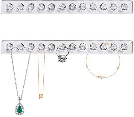 2 pièces porte-collier, porte-bijoux mural en acrylique, organisateur de collier auto-adhésif, présentoir de bijoux, crochet de rangement de bijoux, utilisé pour les colliers, boucles d'oreilles