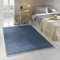 TacaHome Flicken-Teppich 100% Baumwolle I Waschbarer Fleckerl mit Fransen I Esszimmer Küche Badezimmer Wohnzimmer Kinderzimmer | 120 x 180 cm Blau