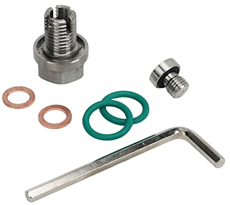 Tappo di Scarico Dell'olio Motore, Kit di Riparazione del Filetto della Coppa Dell'olio Autofilettante in Acciaio Inossidabile con Tappo di Scarico Sovradimensionato con Chiave (M14.1-1.5x15mm)