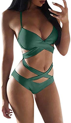 Frauen-Punktdruck-Bikini mit hoher Taille, sexy Push-Up-Zweiteiler, Vintage-Badeanzug, zweiteilig, Retro-, gerüscht, mit hoher Taille, Druck-Bikini-Set Herren Größe S Bikini Damen Bandeau Tankini 52