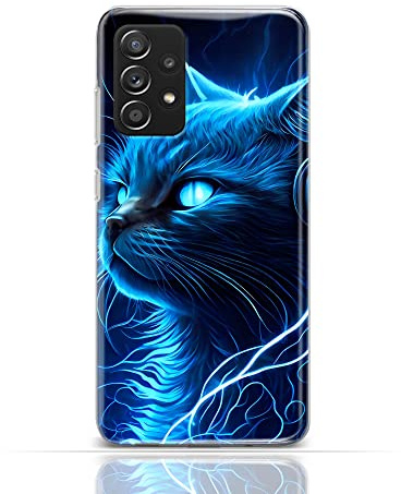 Handyhülle für Samsung Galaxy A51 Hülle aus Silikon/TPU für die Rückseite mit Motiv 3540 Blaue Katze Leuchtend