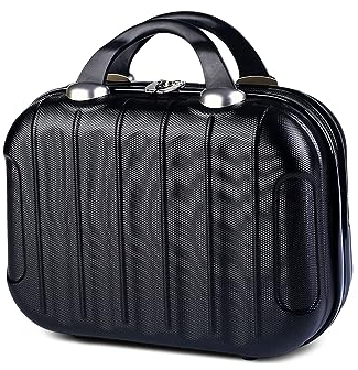 Balakaka Vanity Femme 10L Léger Portable Voyage avec Poignée, 14 Pouces ABS Rigide Noir