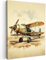MuchoWow© Impression sur Toile Peinture 60x80 cm Tableau Mural Decoration Salon Reproductions de Tableaux Murale Moderne Vintage - Avion - Eau - Beige - Véhicule