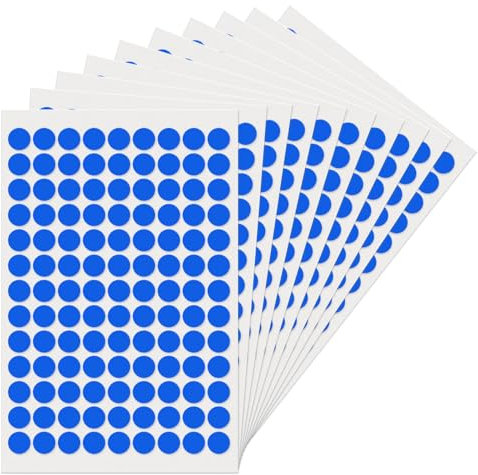 YIKIADA 1170 Stück Blau Runde 13 mm Punktaufkleber Selbstklebende Markierungspunkte Wasserdicht Klebepunkte Aufkleber Kleine Farbkodierung Etiketten