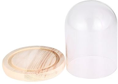 GRIRIW klarer Behälter Etagere für Cupcakes Käsebehälter Kerzenkuppel Regal Papierbecher Dekor Blumenkuppel Blumenglasabdeckung Mini Container Holzzaun schmücken Staubschutzhaube Hölzern