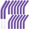 HINZIC 12Pcs Silicone Straw Tips Reusable Food Grade Rubber Straw Covers Purple Flex Elbow Straw Replacement Tip for 5/16 Inch Wide(8MM Outdiameter) Stainless Steel Metal Straws