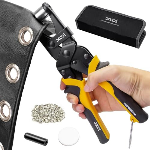 XOOL Kit d'Outils pour Œillets, 200 Pièces de 10mm, Perforateur pour Cuir, Toile, Tissu et Bâche - Idéal pour Bannière et Couture