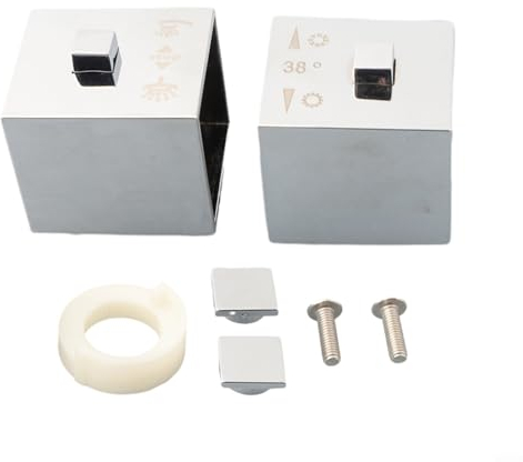 1 Pair Thermostatic Control Handles, Square Shower Temperature Control Handle With Chrome Finish, For Shower Bar Mixer Taps Vavle