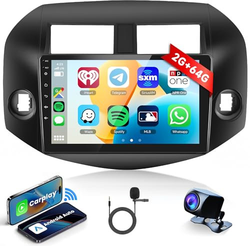 2G+64G Wireless Carplay Android 13 Autoradio 2 Din für Toyota RAV4 2005-2013 mit Android Auto Navi GPS WiFi 10.1 Zoll Touchscreen Autoradio mit Bluetooth FM/RDS/DAB/OBD/DVR/SWC Rückfahrkamera Mikrofon