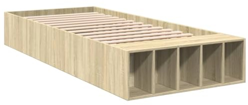 vidaXL Bettgestell, Bett mit Stauraum für Schlafzimmer, Bettrahmen mit Lattenrost, Schlafzimmerbett Einzelbett, Sonoma-Eiche 100x200cm Holzwerkstoff