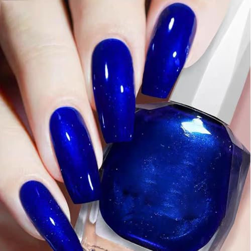 Diamond Glitter Quick Dry & Long Lasting Nail Polish - No UV Lamp Curing, Chip Resistant, Non-Toxic, Quick Drying, At Home & Salon Manicure (18#Satin Blue)