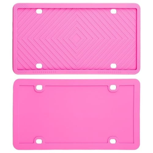 Nummernschildrahmen Aus Silikon, Schwarze Nummernschildhalterung For Amerikanische Autos, Wetterfeste Autoteile(Pink)