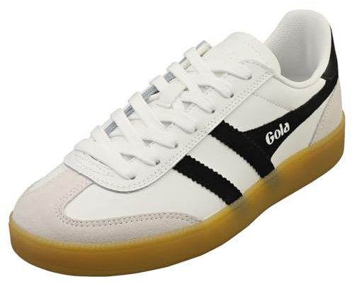 Gola Mixte Viper Leather Baskets, White/Black/Gum, 38 EU