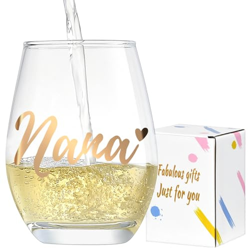 Lamyba Nana Gifts for Grandma, Mother's Day Gifts - Nana Wine Glass, Unique Birthday Gift Ideas, Perfect Presents for Halloween/Thanksgiving Day/Christmas Day