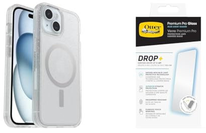 Otterbox Symmetry Clear MagSafe Apple iPhone 15/iPhone 14/iPhone 13 Stardust - Clear with Premium Tempered Glass Protector