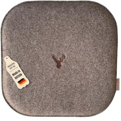 kontor28 - nachhaltiges Sitzkissen Stuhlkissen, handgefertigt Made in Germany, 37,5 x 37,5cm aus upcycling rPET Filz, Sitzauflage mit Polsterung-Outdoor geeignet & waschbar, Hirsch Natur 1er Set