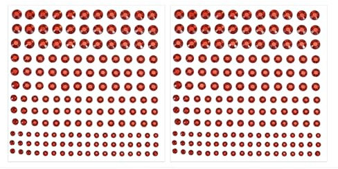 PATIKIL Self-Adhesive Rhinestone Stickers, 2 Pcs Face Gems Jewel Stickers Crystal Embellishment Sheet for Crafting Nail Decor Makeup DIY, Red