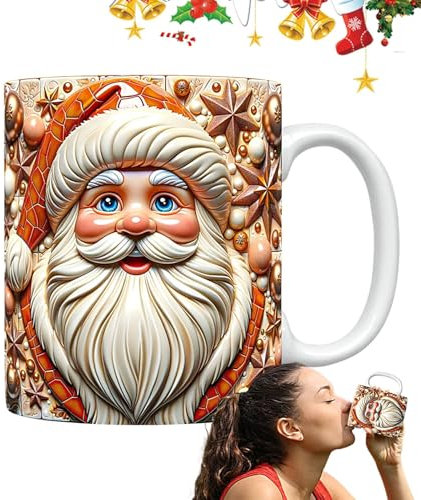 Tasse de Noël vintage avec Père Noël, idéale pour les boissons chaudes, en céramique, idéale pour célébrer les vacances, tasse multifonction pour café, thé, chocolat chaud