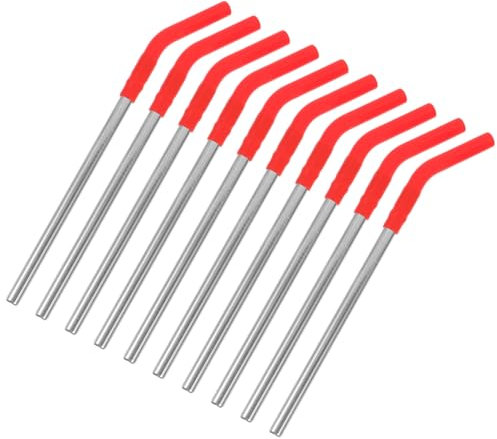 OKUMEYR 10pièces Pailles Acier Inoxydable Réutilisables Avec Embouts Silicone Café Thé Et Jus De Fruits