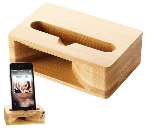Wood Phone Speaker Amplifier, Holz Lautsprecher Halter, Handy-Halter-Verstärker Lautsprecher, Telefon Natürlicher Sound Verstärker Lautsprecher, Tragbare Holz-Handy-Dock