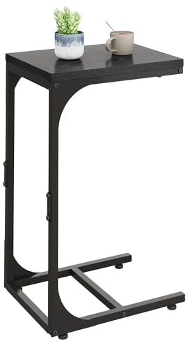 WLIVE C Shaped End Table TV Tray Slide Under Couch Side Table Relief Black