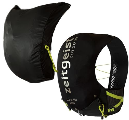 zeitgeist OUTDOOR® Laufweste Damen und Herren 2 in 1 Laufrucksack 4L & 12L optimale Passform atmungsaktiver Trailrunning Rucksack ultraleichte Running Vest 245-290gr Trinkruckack Laufen