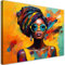 Feeby Wandbild - Wohnzimmer Modern Deko - Bunte Afrikanische Frau Brille - 60x40 cm 1tlg - Bilder Leinwand - Bild auf Leinwand Schlafzimmer - Leinwandbilder für die Wand - Canvas Painting - Fotokunst