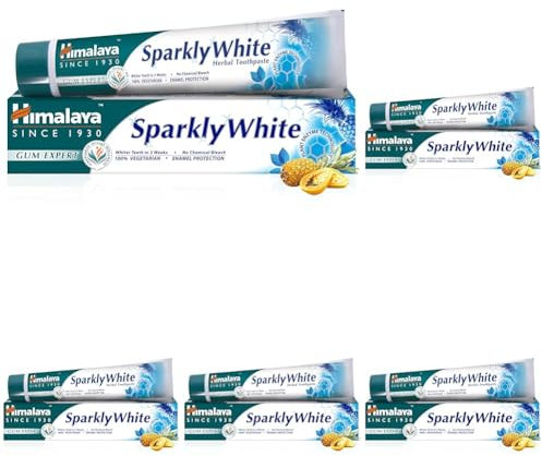 Himalaya Sparkly white herbal Zahnpasta 75 ml (1 Pack) (Packung mit 5)