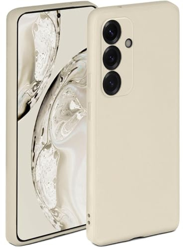 ONEFLOW Soft Case für Samsung Galaxy S25 Plus Hülle aus Silikon mit Kameraschutz, Silikonhülle mit erhöhtem Schutz fürs Display, Backcover Schutzhülle, weiche Handyhülle, Creme