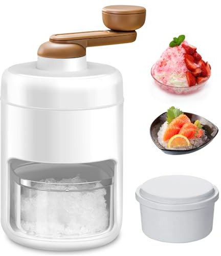 Vegena Manual Ice Crusher Ice Shaver, Manual Shaved Ice Machine, Portable Crushed Ice Maker, Portable Slush Machine and Snow Cone Machine with Ice Cube Mold for Blending Slushie, Making Ice Cream