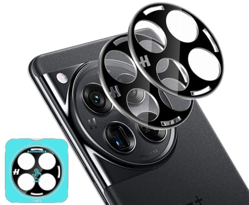 QULLOO Kameraschutz für Oneplus 12 5G für Panzerglas mit Rahmen Positionierhilfe, 2 Pcs Kamera Schutzfolie, Linsenschutz Objektiv Linse Schutz Glas Anti-Kratzen Folie Camera Protector