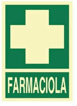 Senyals d'evacuació Farmaciola, cartel luminiscente