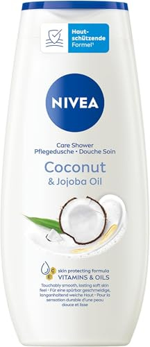 NIVEA Coconut & Jojoba Oil Pflegedusche (250 ml), pH-hautneutrales Duschgel mit natürlichem Jojoba-Öl, feuchtigkeitsspendende Cremedusche mit zartem Kokos-Duft (Packung mit 5)