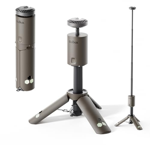 Outask Camping Laterne Wiederaufladbar, Tragbare Magnetische Campingleuchten mit 12000mAh Akku, Teleskop IPX6/IPX7 Wasserdichte Taschenlampen, Campinglampe für Notfall, Camping, Wandern (braun)