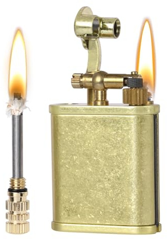 Ultraray Benzinfeuerzeug Vintage Messing, Metall Streichholz, Coole Benzin Feuerzeug Retro mit Ewiges Streichholz, Metallstreichholz, Lighter, Geschenke für Männer (Verkauft ohne Benzin)