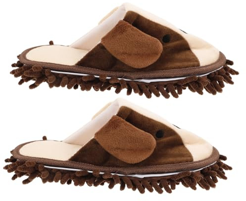 BESPORTBLE Zapatillas Mopa Reutilizables para Hogar Mopas de Chenilla Lavables Cubre Zapatos para Limpieza sin Agacharse Diseño Cómodo y Desmontable Café